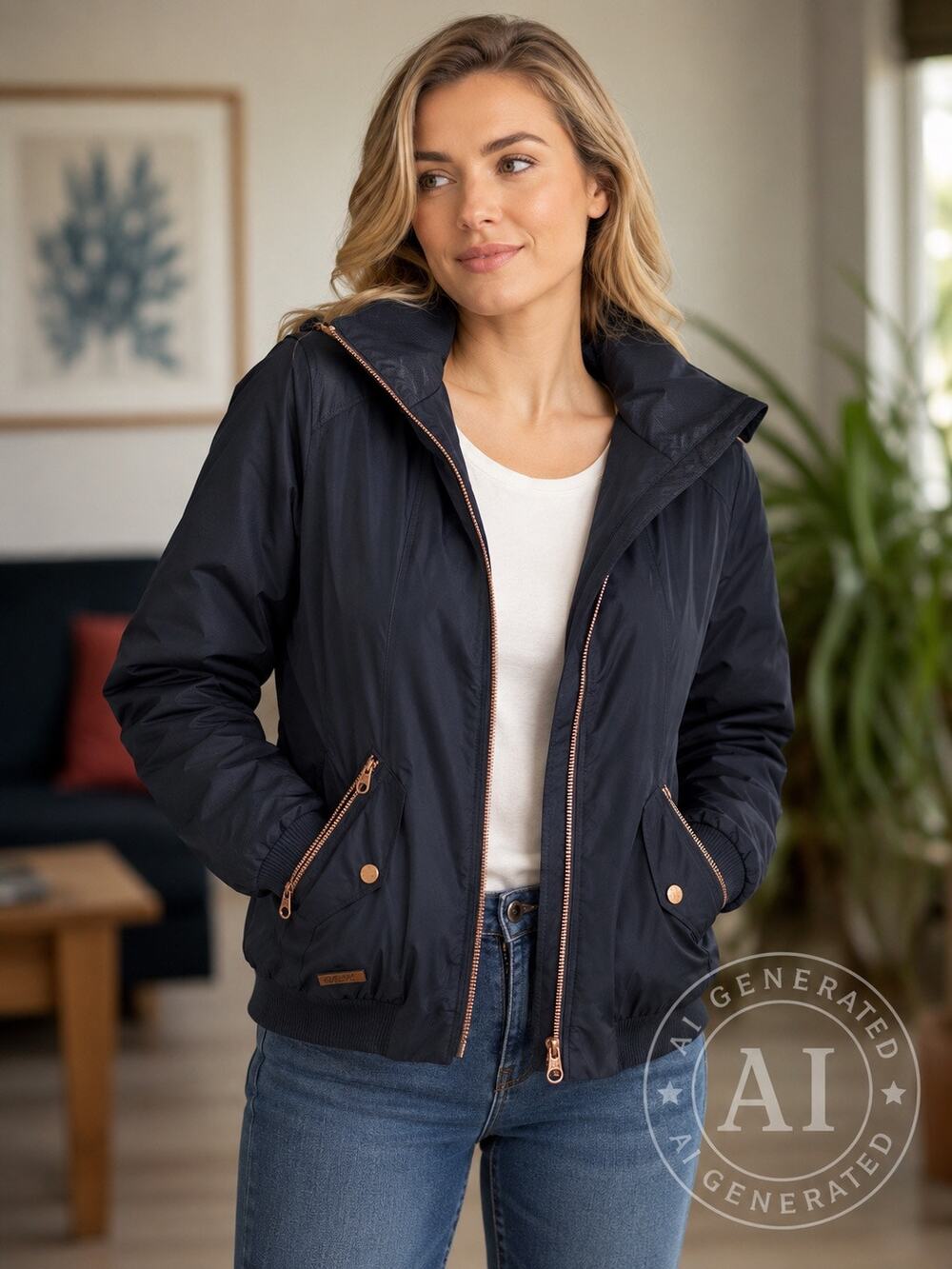 Regatta Hooded Rain Jacket Navy Blue Women’s US 5/6 Bomber Coastal Utility‎